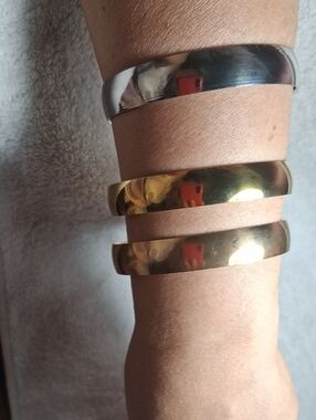 Classic Metallic Cuff Bracelet Set - Gold & Silver